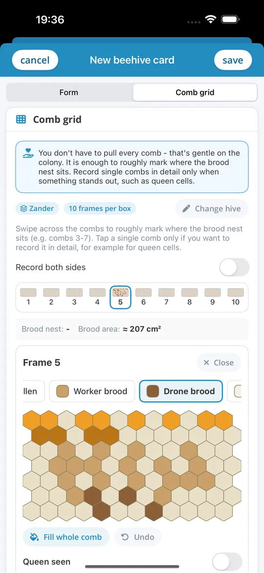 Frame grid in the iPhone app