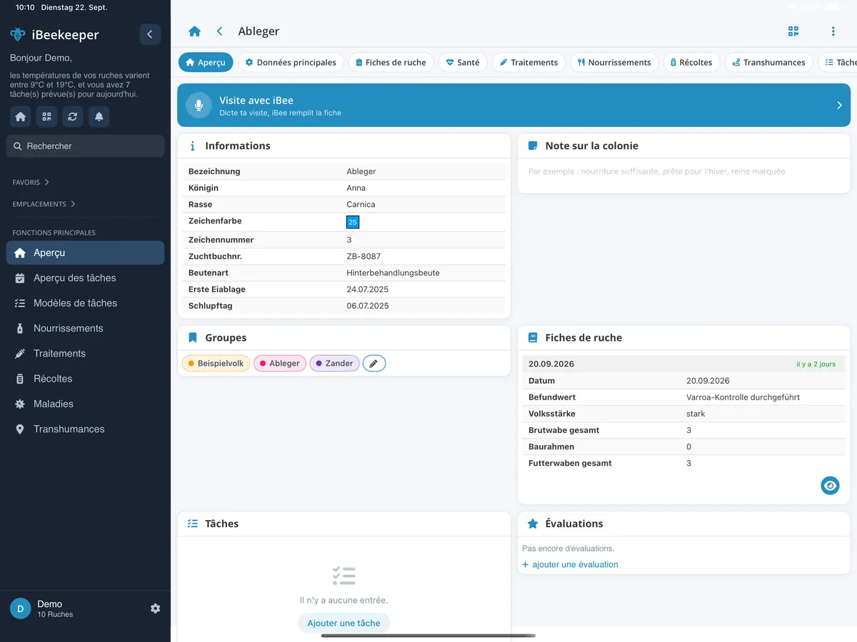 Colonie sur l'iPad