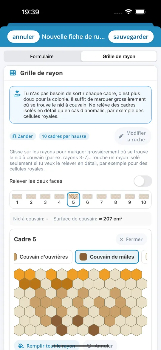 Grille de cadres dans l'application iPhone