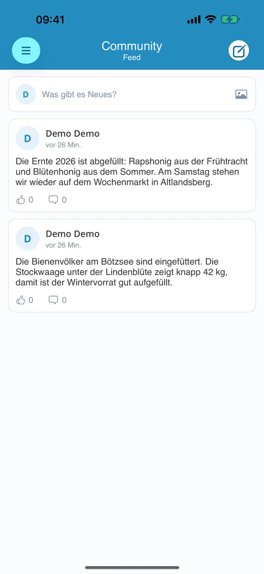 Community: Feed mit Beiträgen