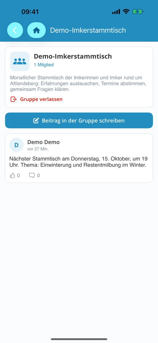 Community: Gruppe mit Beiträgen