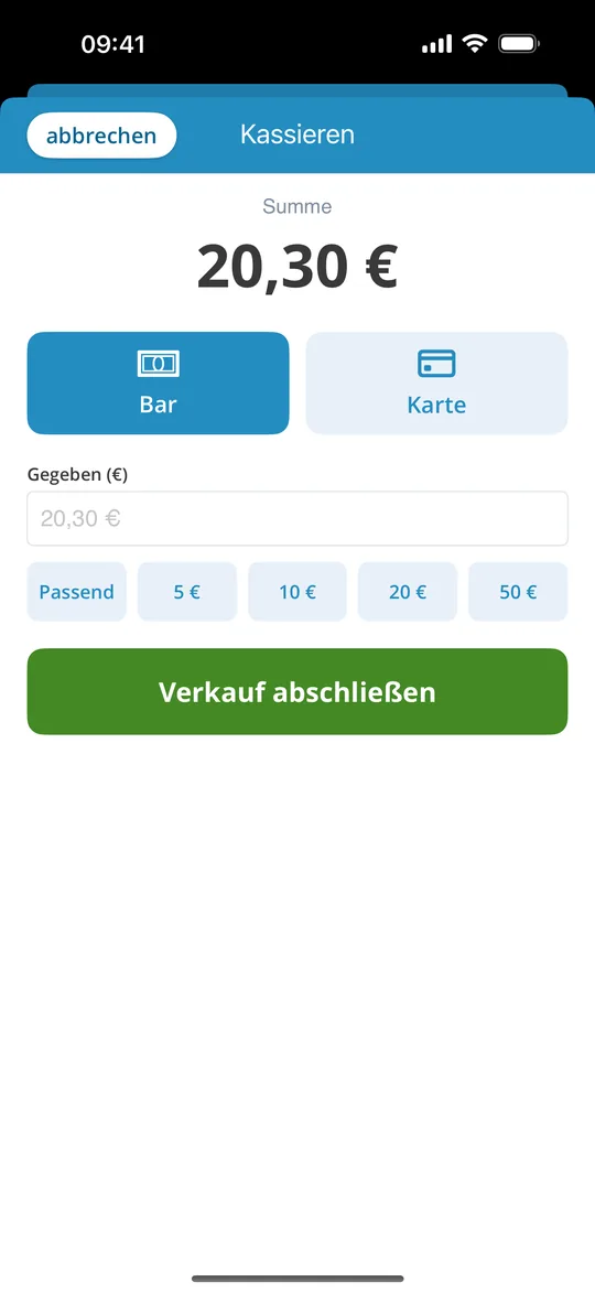 Kasse: Kassieren mit Bar oder Karte